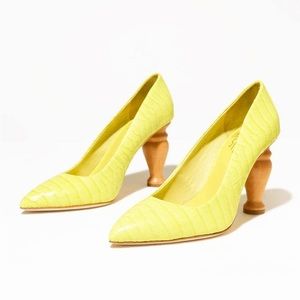 NWT Charlotte Stone Baughn Acid Pumps with Wooden Heel Size 8